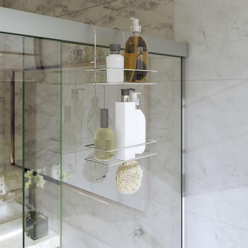 Porta Shampoo Duplo para Box Stolf | Cromado ou Epóxi Pó