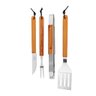kit garfo faca espatula e pegador para churrasco madeira 719u