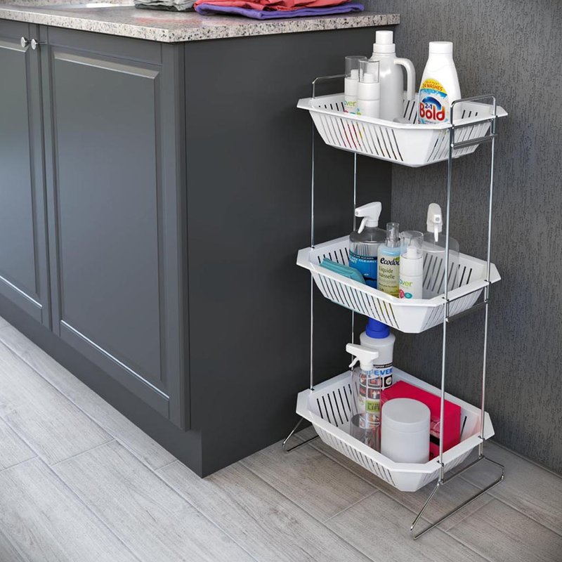 ambiantada fruteira organizador com cesto plastico 3 andares 40101b