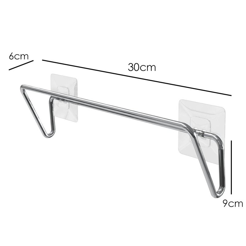 medidas toalheiro cromado prata com adesivo de parede 39001c