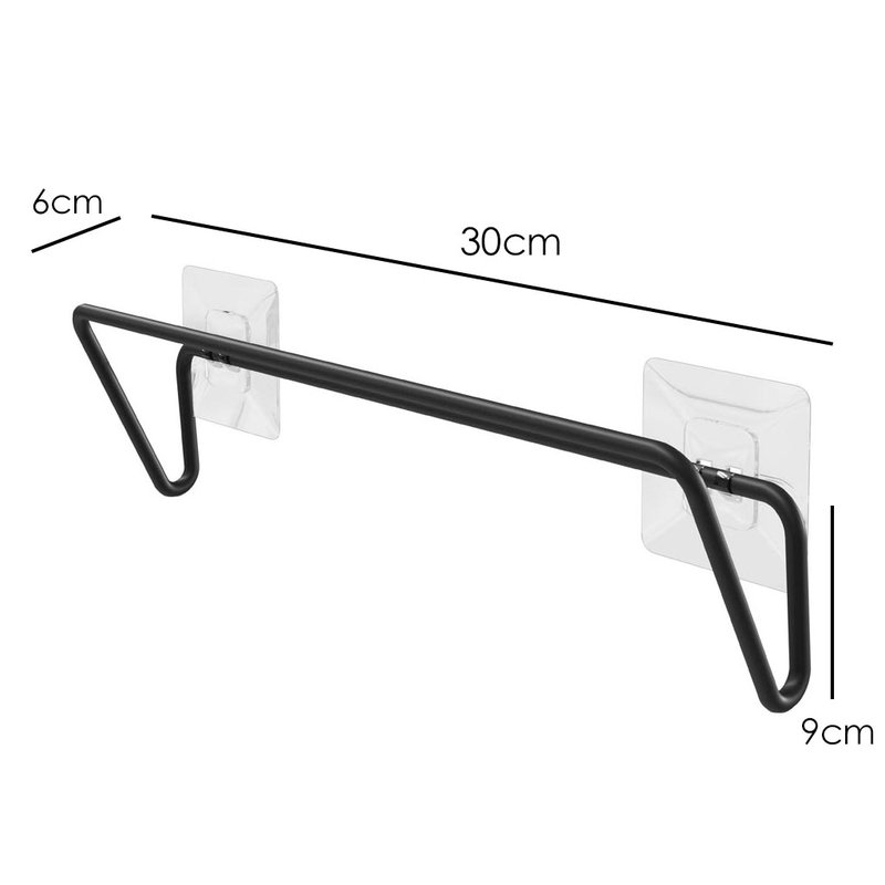 medidas toalheiro preto com adesivo de parede 39001p