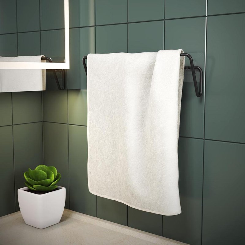 toalheiro preto de parede com adesivo 30cm marca stolf 39001p